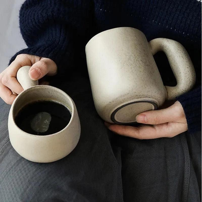 Modern Japanese Stoneware Retro Coffee Mug │ Aesthetic Decorative Cups Kitchenware - Besontique Home