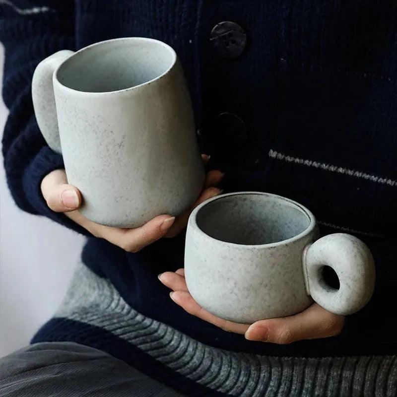 Modern Japanese Stoneware Retro Coffee Mug │ Aesthetic Decorative Cups Kitchenware - Besontique Home