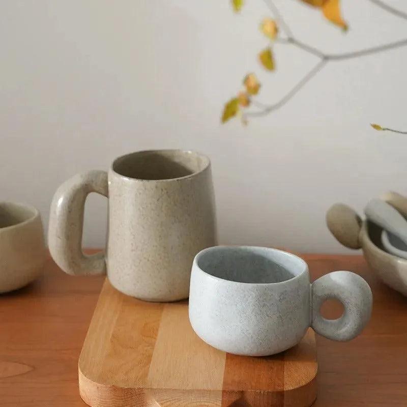 Modern Japanese Stoneware Retro Coffee Mug │ Aesthetic Decorative Cups Kitchenware - Besontique Home