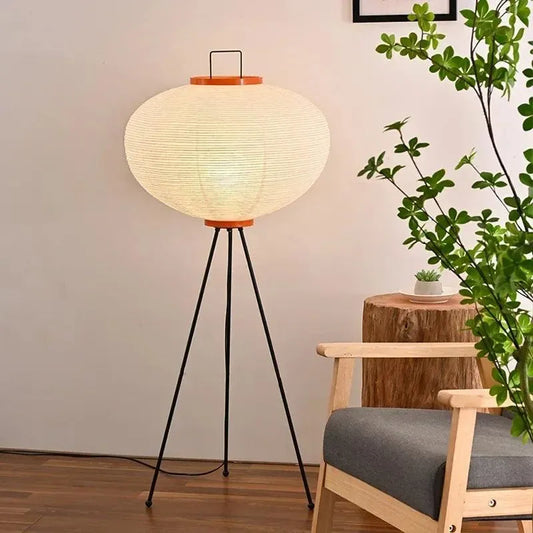 Modern Japanese Tripod Tall Floor Light │ Minimal Vintage Standing Lamp - Besontique Home