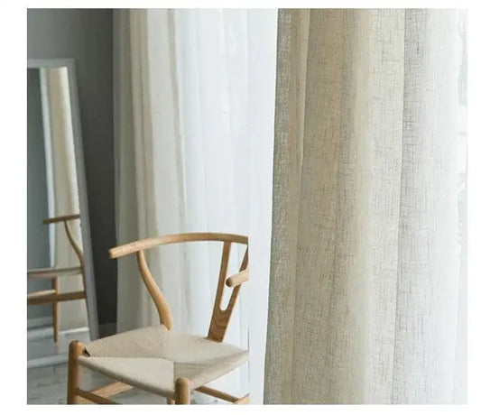 Modern Linen Ivory White Tulle Curtain │ Japanese style Thicken sheer Shading Window Drapes - Besontique Home