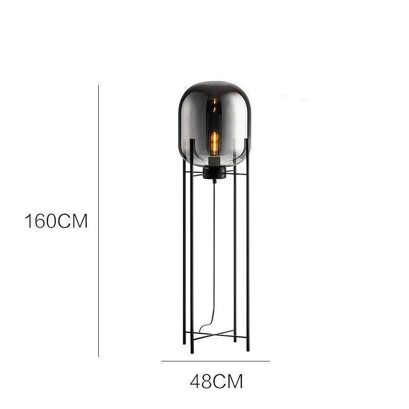 Modern Nordic Clear Glass Floor Lamp Light (Amber/Transparent/Grey) │ Industrial LED Living Bedroom Decor Big Lighting Lamp - Besontique Home