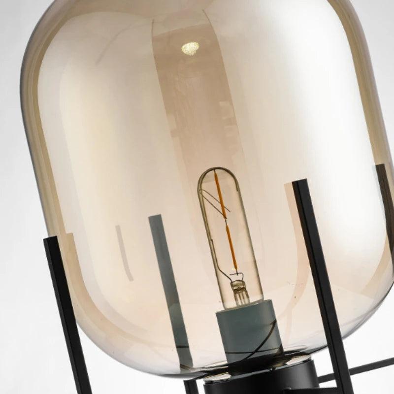 Modern Nordic Clear Glass Floor Lamp Light (Amber/Transparent/Grey) │ Industrial LED Living Bedroom Decor Big Lighting Lamp - Besontique Home