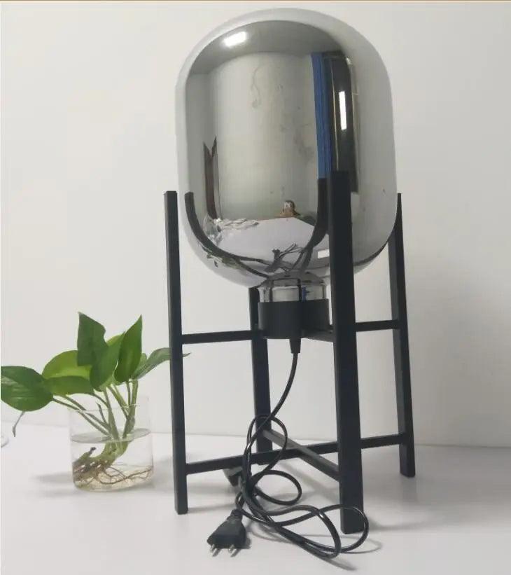 Modern Nordic Clear Glass Table Lamp Light (Amber/Transparent/Grey) │ Industrial LED Living Bedroom Decor Lighting Desk Lamp - Besontique Home