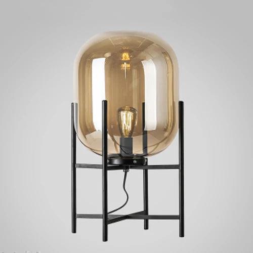 Modern Nordic Clear Glass Table Lamp Light (Amber/Transparent/Grey) │ Industrial LED Living Bedroom Decor Lighting Desk Lamp - Besontique Home