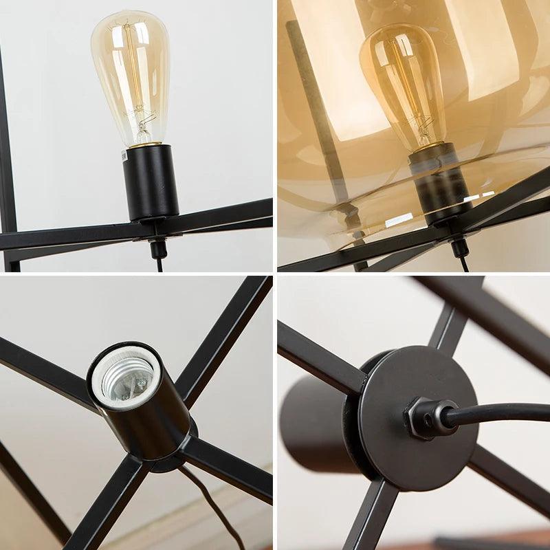 Modern Nordic Clear Glass Table Lamp Light (Amber/Transparent/Grey) │ Industrial LED Living Bedroom Decor Lighting Desk Lamp - Besontique Home