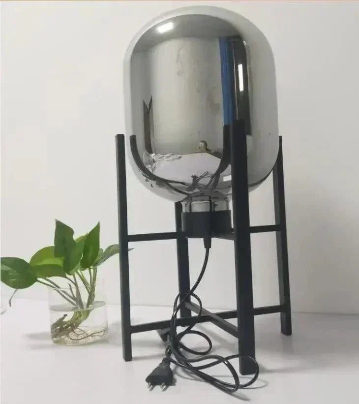 Modern Nordic Clear Glass Table Lamp Light (Amber/Transparent/Grey) │ Industrial LED Living Bedroom Decor Lighting Desk Lamp - Besontique Home