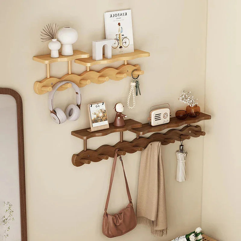 Modern Nordic Entrance Wall Mounted Coat Rack with Shelf - Besontique Home