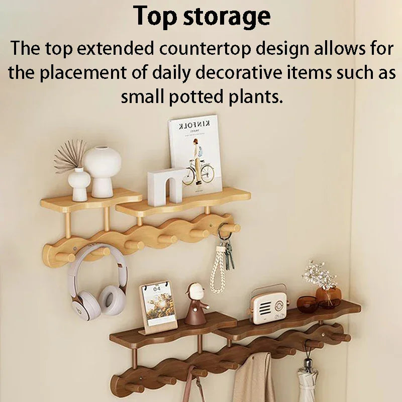 Modern Nordic Entrance Wall Mounted Coat Rack with Shelf - Besontique Home
