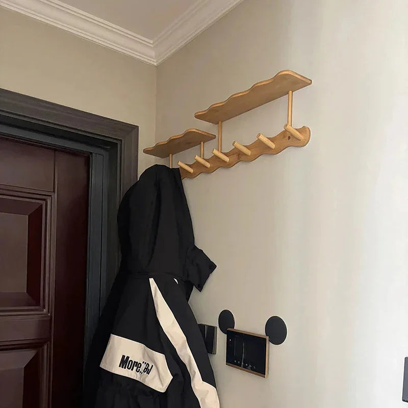 Modern Nordic Entrance Wall Mounted Coat Rack with Shelf - Besontique Home