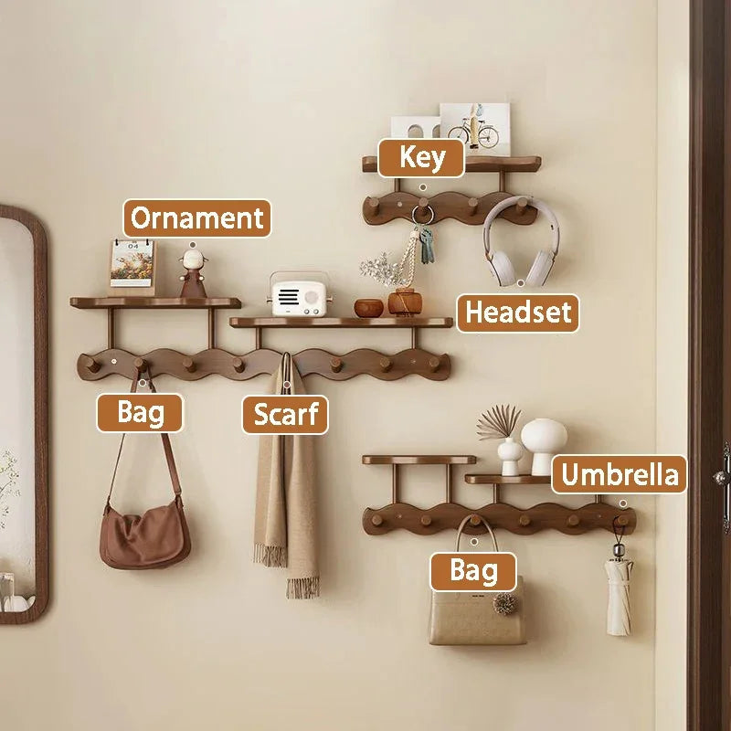 Modern Nordic Entrance Wall Mounted Coat Rack with Shelf - Besontique Home
