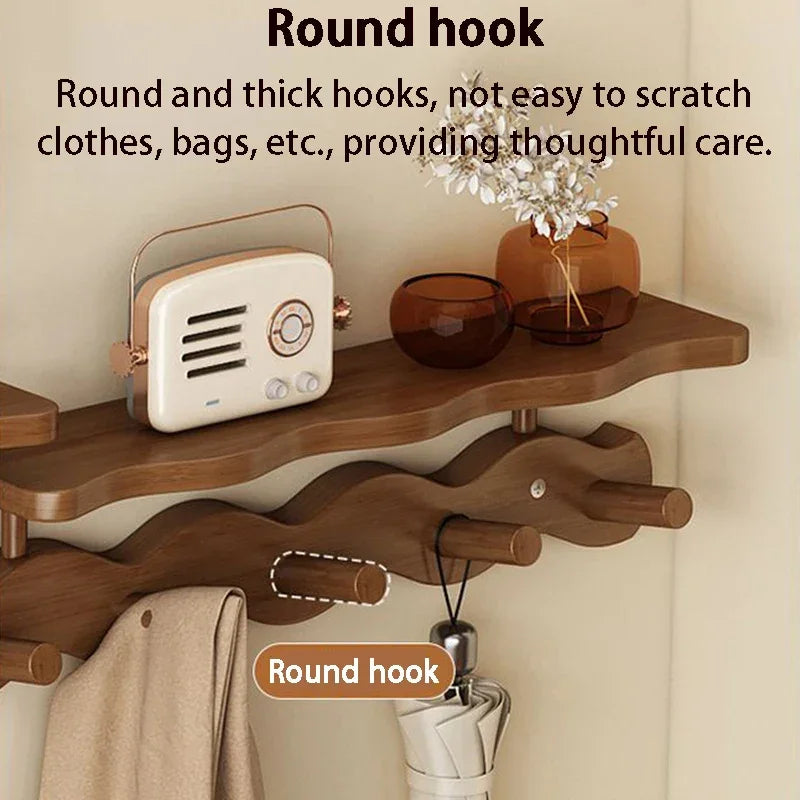 Modern Nordic Entrance Wall Mounted Coat Rack with Shelf - Besontique Home