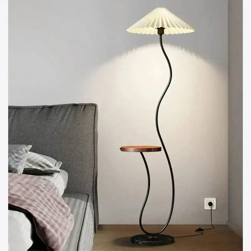 Modern Nordic Style Floor Lamp with Table │ Modern Vintage Japandi Home Standing Light Furniture - Besontique Home