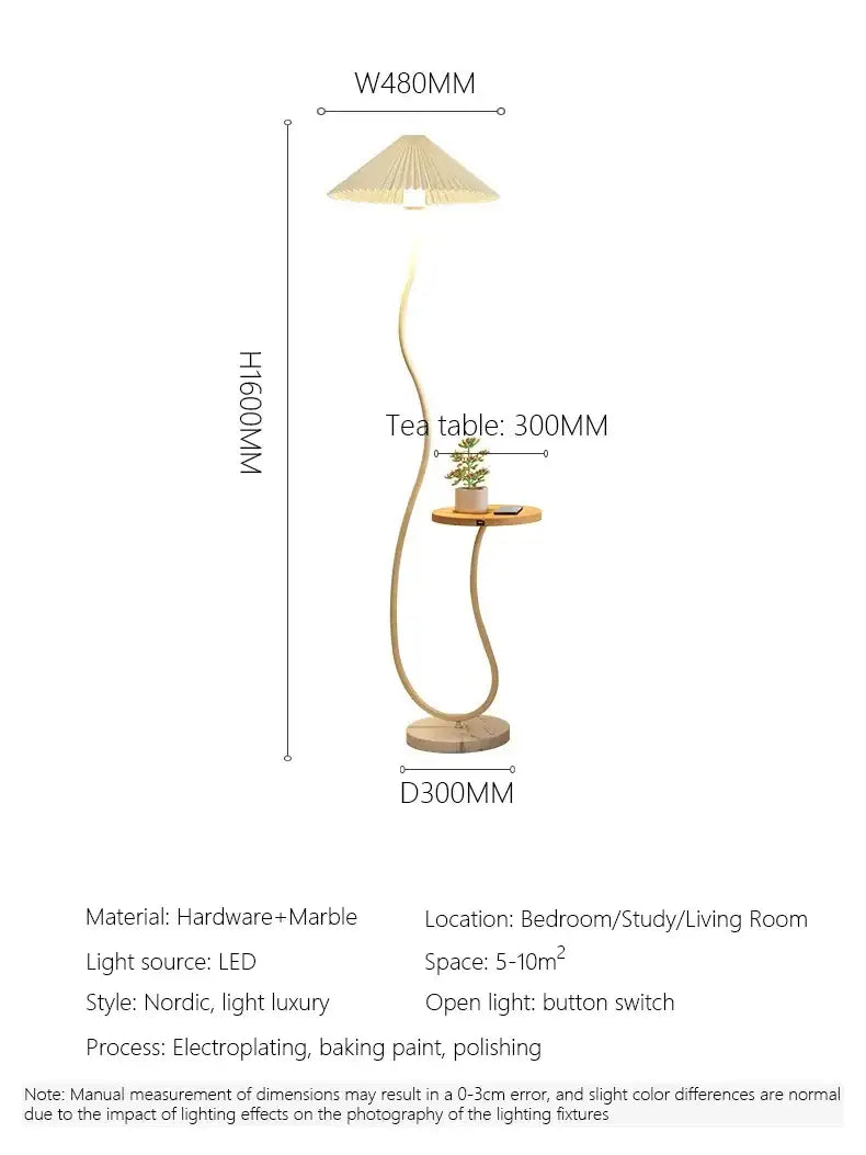 Modern Nordic Style Floor Lamp with Table │ Modern Vintage Japandi Home Standing Light Furniture - Besontique Home