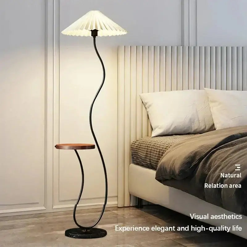Modern Nordic Style Floor Lamp with Table │ Modern Vintage Japandi Home Standing Light Furniture - Besontique Home