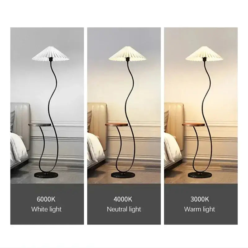 Modern Nordic Style Floor Lamp with Table │ Modern Vintage Japandi Home Standing Light Furniture - Besontique Home