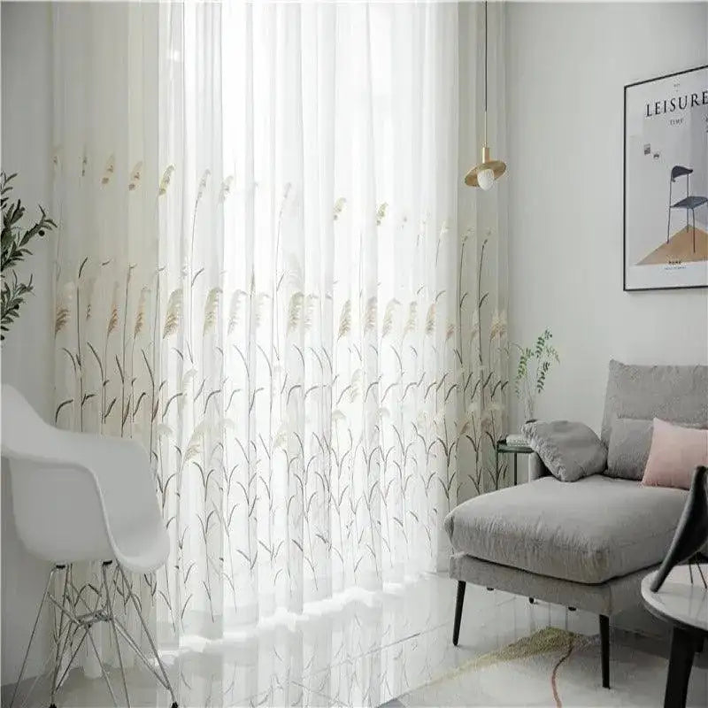 modern-reed-leaf-embroidered-tulle-curtain-modern-transparent-white-yarn-curtain-besontique-home-32724 - Besontique Home
