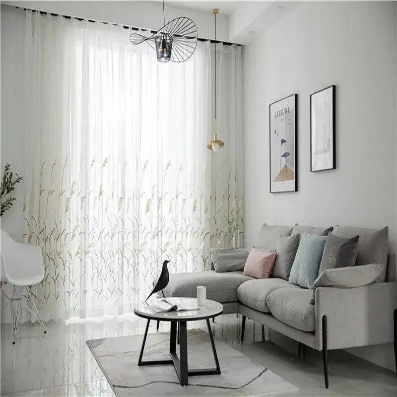 modern-reed-leaf-embroidered-tulle-curtain-modern-transparent-white-yarn-curtain-besontique-home-69813 - Besontique Home