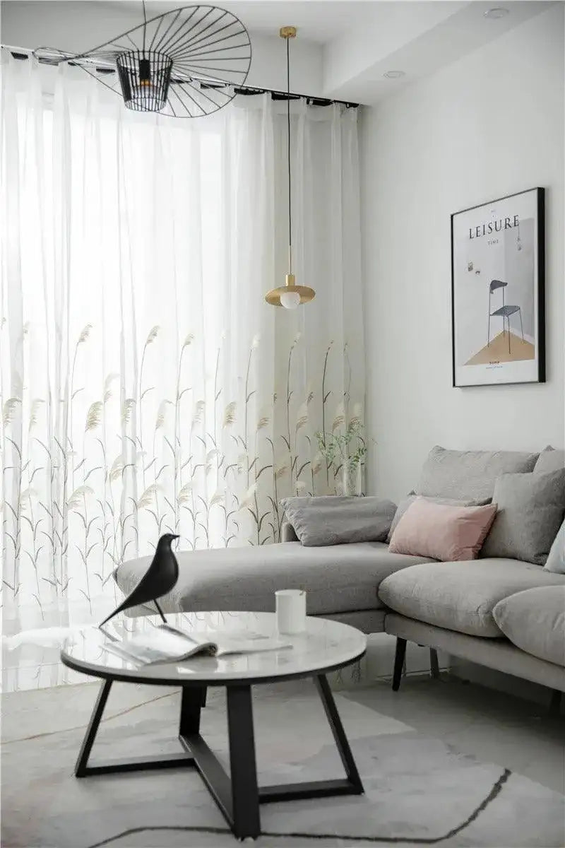 modern-reed-leaf-embroidered-tulle-curtain-modern-transparent-white-yarn-curtain-besontique-home-77990 - Besontique Home