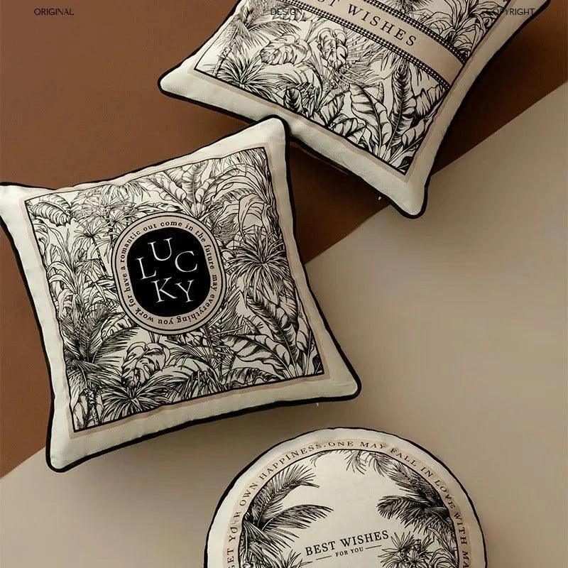 Modern Retro Black White Velvet Cushion Cover - Besontique Home