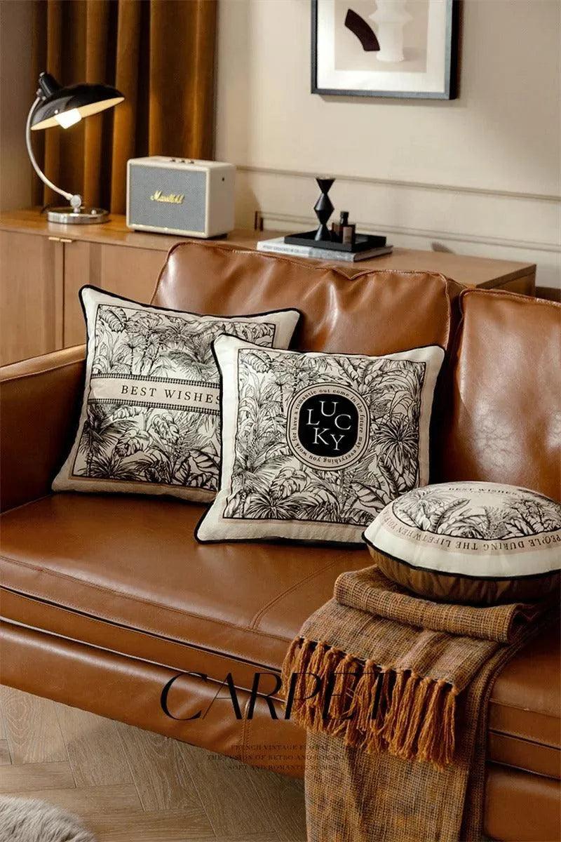 Modern Retro Black White Velvet Cushion Cover - Besontique Home
