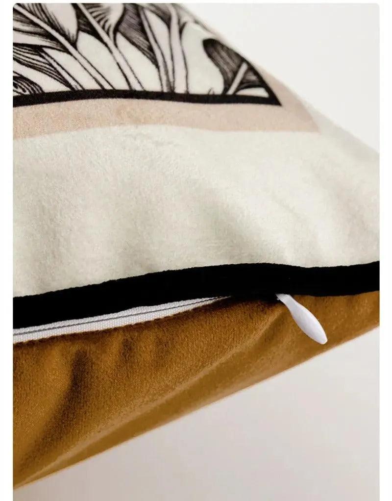 Modern Retro Black White Velvet Cushion Cover - Besontique Home