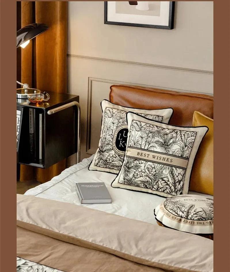 Modern Retro Black White Velvet Cushion Cover - Besontique Home