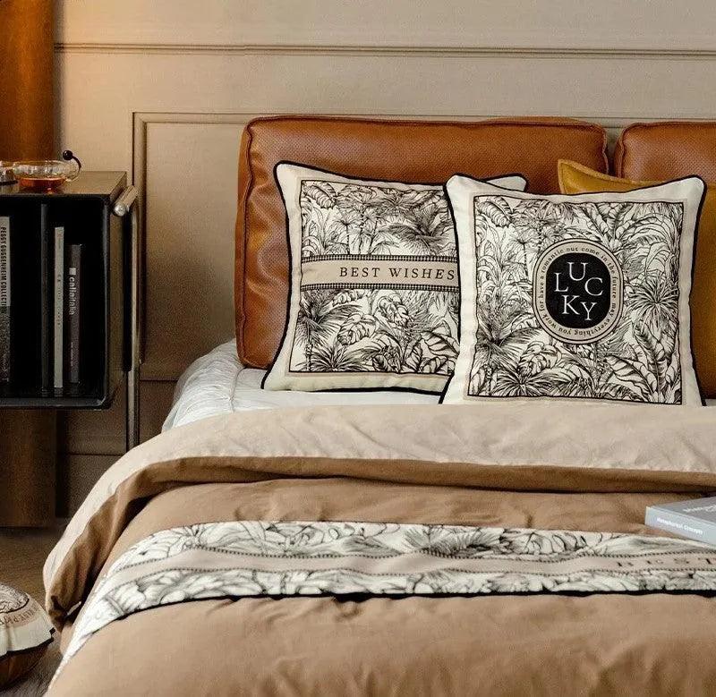 Modern Retro Black White Velvet Cushion Cover - Besontique Home