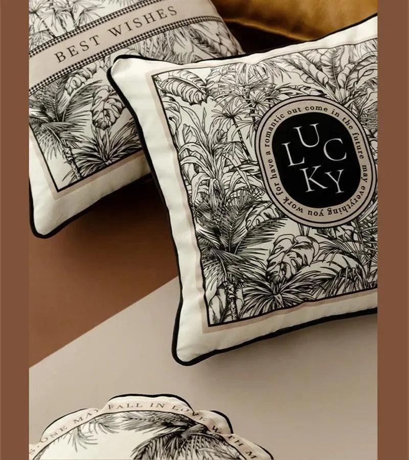 Modern Retro Black White Velvet Cushion Cover - Besontique Home