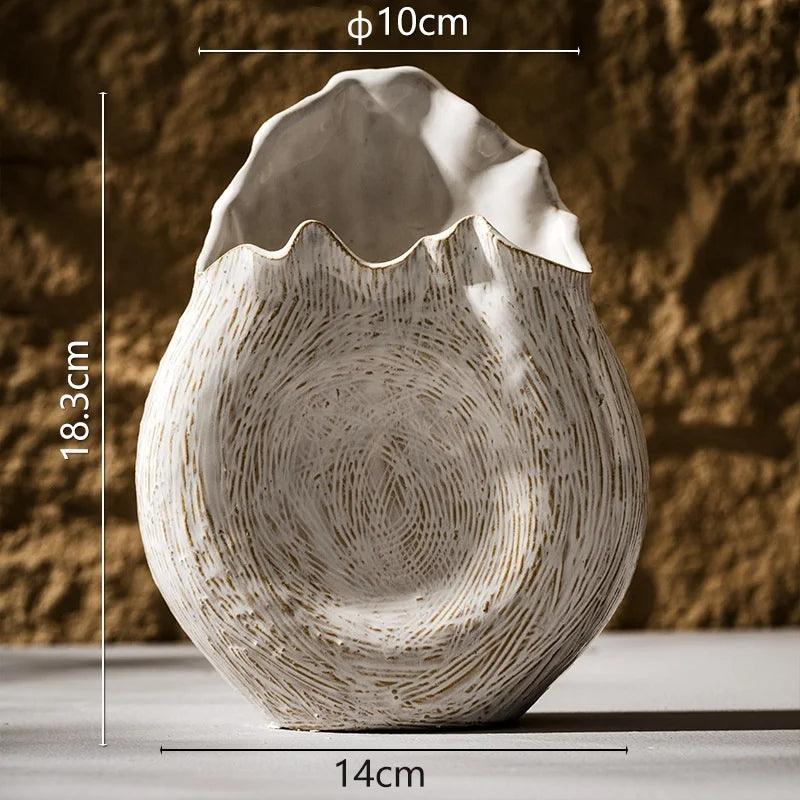 Modern Retro Ceramic Vase │ Boho Irregular Geometric Flower Pots for Pampas Grass - Besontique Home