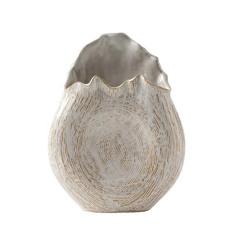Modern Retro Ceramic Vase │ Boho Irregular Geometric Flower Pots for Pampas Grass - Besontique Home