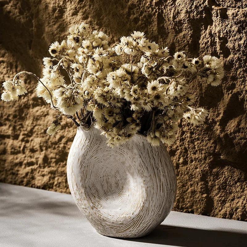 Modern Retro Ceramic Vase │ Boho Irregular Geometric Flower Pots for Pampas Grass - Besontique Home