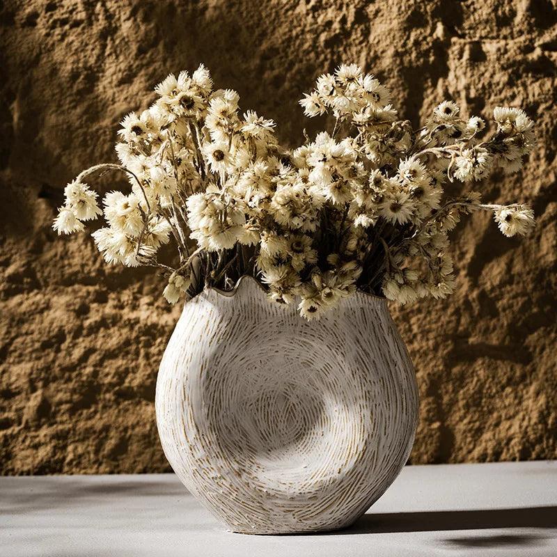 Modern Retro Ceramic Vase │ Boho Irregular Geometric Flower Pots for Pampas Grass - Besontique Home