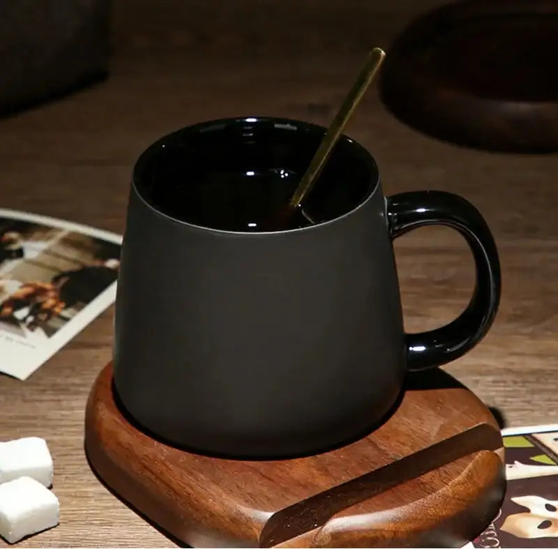 modern-retro-charcoal-black-ceramic-mug-cup-with-spoon-tray-classic-simple-minimal-decorative-kitchenware-besontique-home-50274 - Besontique Home