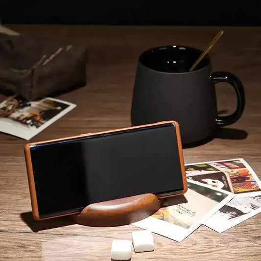 Modern Retro Charcoal Black Ceramic Mug Cup with Spoon Tray │ Classic Simple Minimal Decorative Kitchenware - Besontique Home