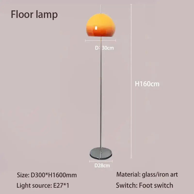 Modern Retro Gradient Orange Glass Floor Lamp – Metal Standing Light - Besontique Home
