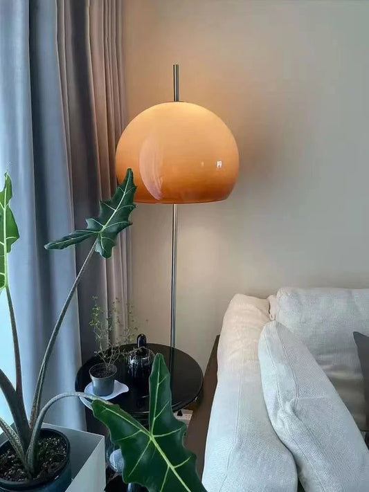 Modern Retro Gradient Orange Glass Floor Lamp – Metal Standing Light - Besontique Home