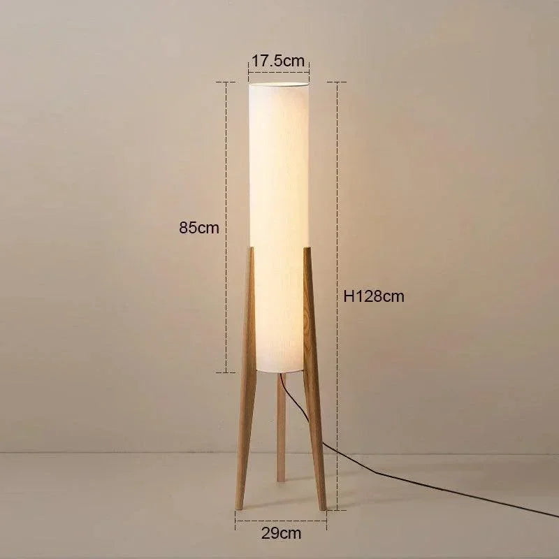 Modern Retro Wood Fabric Tripod Floor Lamp │ Scandinavian Art LED Home Mood Tall Stand Light - Besontique Home