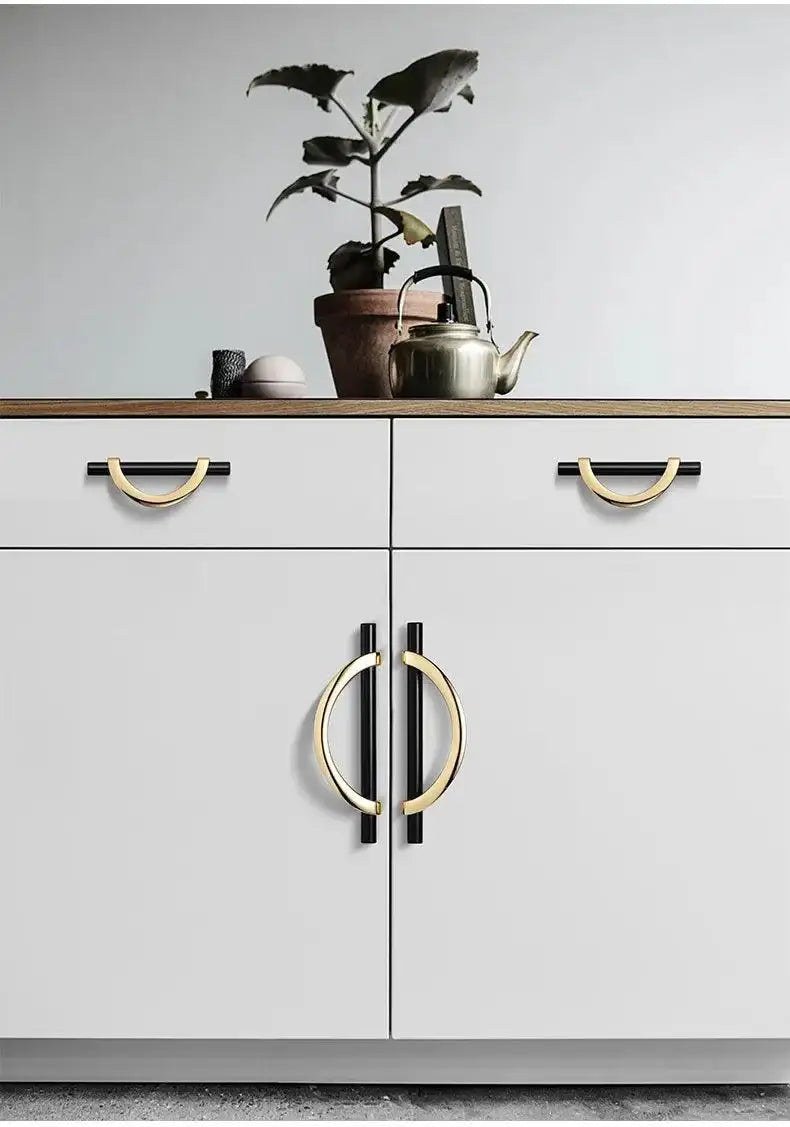 Modern Semi-Circle Shaped Furniture Door Knob │ Luxury Alloy Kitchen Cabinet Handles - Besontique Home