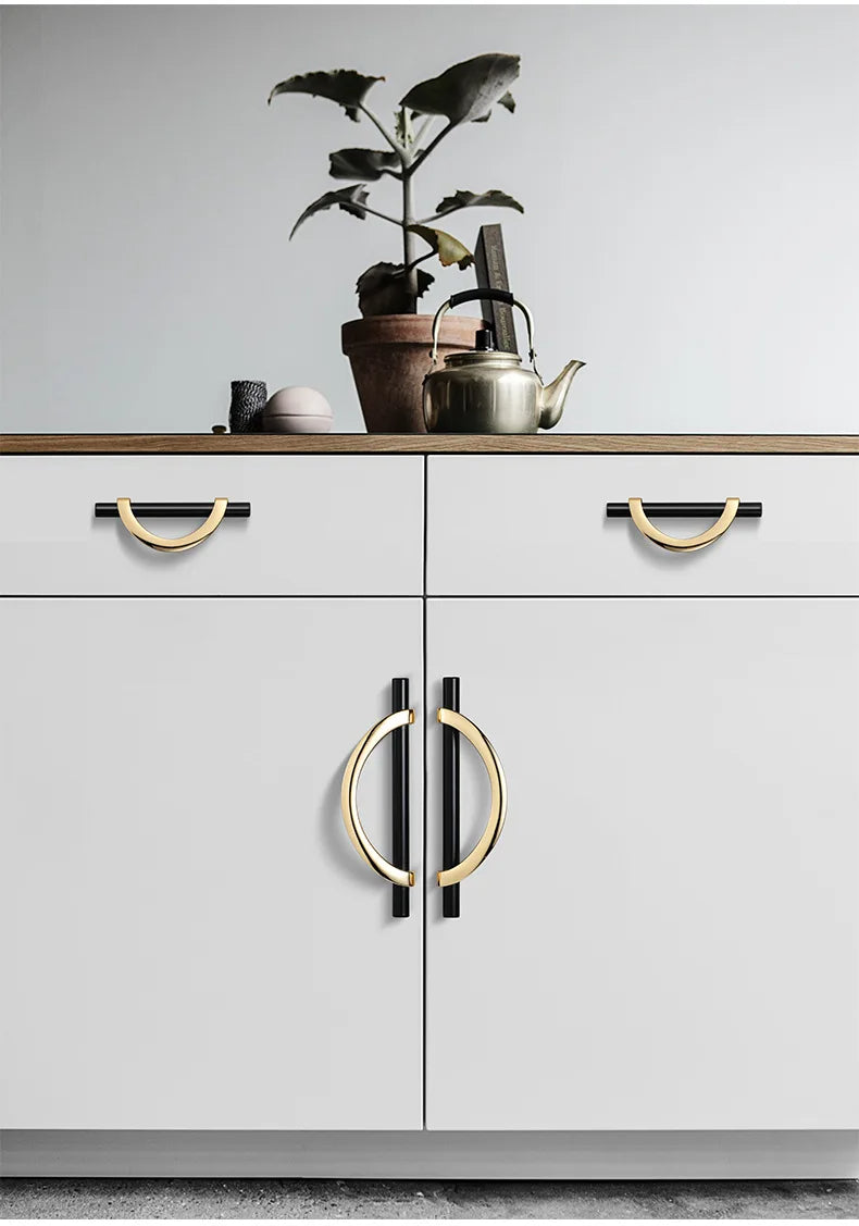 Modern Semi-Circle Shaped Furniture Door Knob │ Luxury Alloy Kitchen Cabinet Handles - Besontique Home