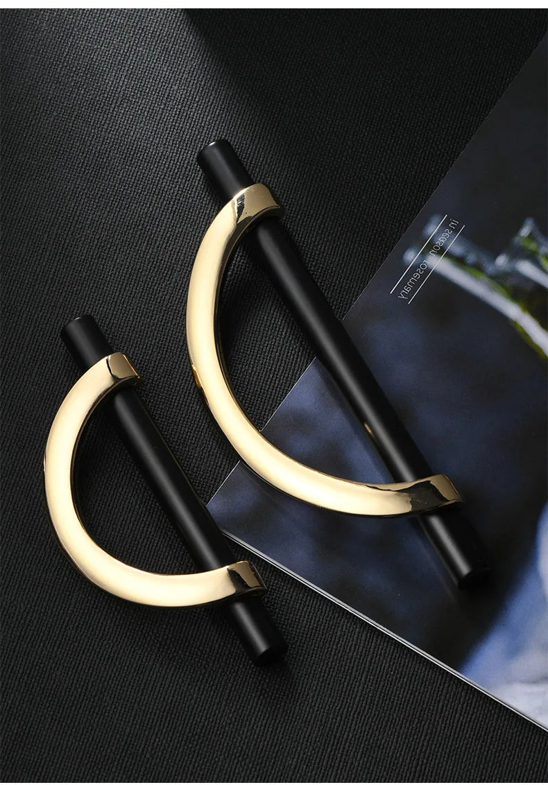 Modern Semi-Circle Shaped Furniture Door Knob │ Luxury Alloy Kitchen Cabinet Handles - Besontique Home
