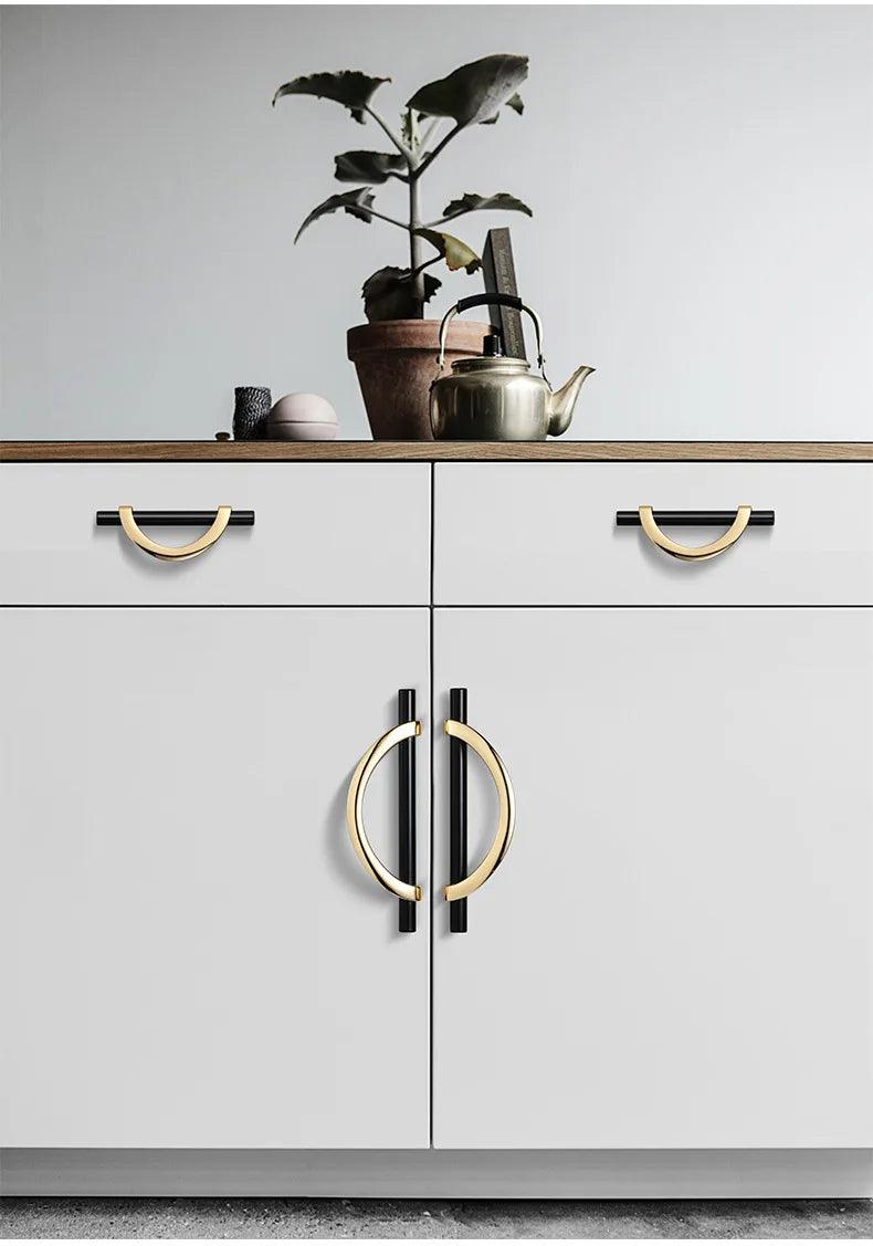 Modern Semi-Circle Shaped Furniture Door Knob │ Luxury Alloy Kitchen Cabinet Handles - Besontique Home