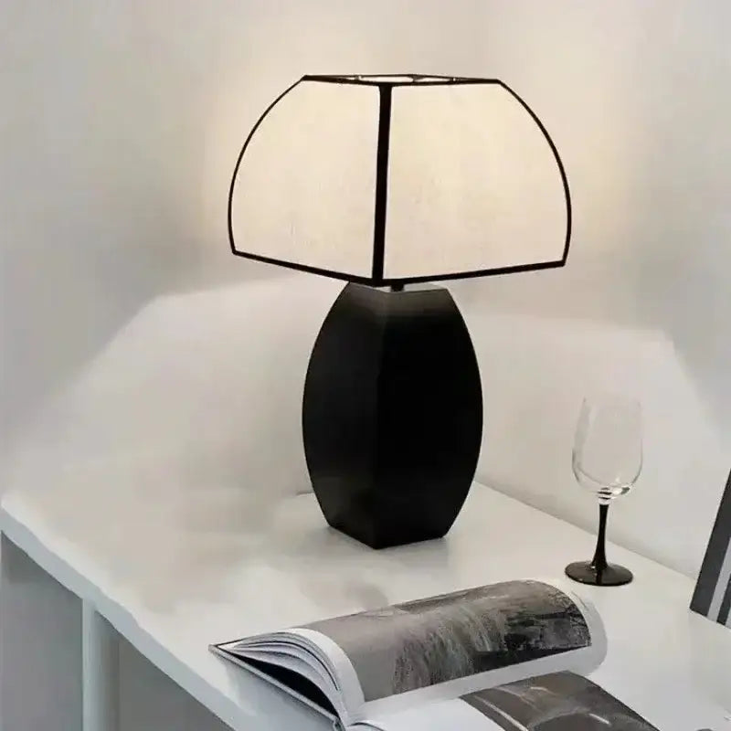 Modern Simple Black White Table Lamp │ Minimalist Living room Bedroom Decor Lighting - Besontique Home