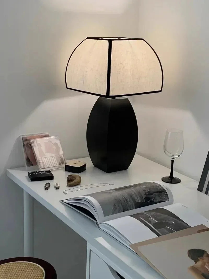 Modern Simple Black White Table Lamp │ Minimalist Living room Bedroom Decor Lighting - Besontique Home