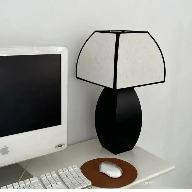 Modern Simple Black White Table Lamp │ Minimalist Living room Bedroom Decor Lighting - Besontique Home