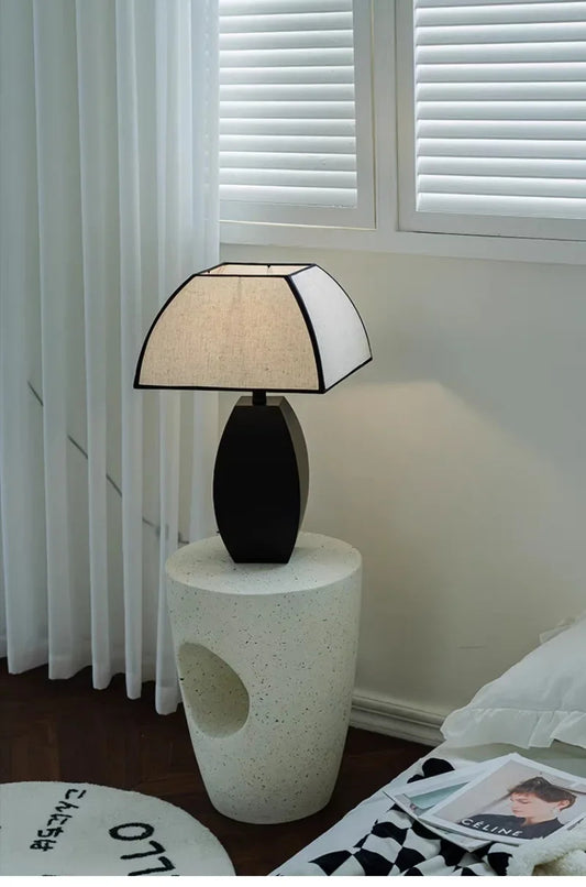 Modern Simple Black White Table Lamp │ Minimalist Living room Bedroom Decor Lighting - Besontique Home