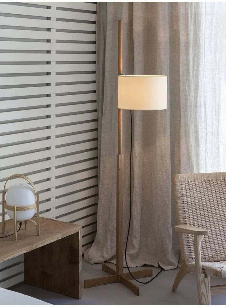 Modern Solid Wood Fabric Shade Floor Lamp │ Nordic LED Home Corner Standing Light - Besontique Home