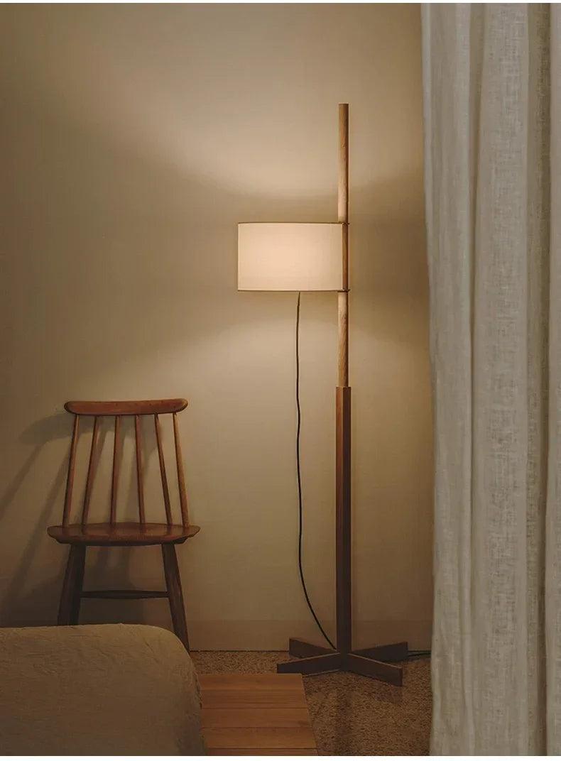 Modern Solid Wood Fabric Shade Floor Lamp │ Nordic LED Home Corner Standing Light - Besontique Home
