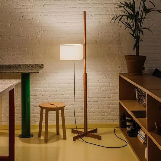 Modern Solid Wood Fabric Shade Floor Lamp │ Nordic LED Home Corner Standing Light - Besontique Home