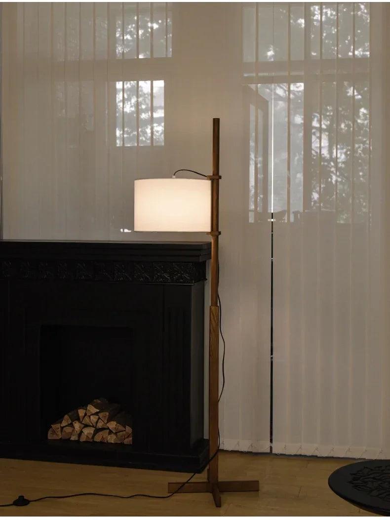 Modern Solid Wood Fabric Shade Floor Lamp │ Nordic LED Home Corner Standing Light - Besontique Home